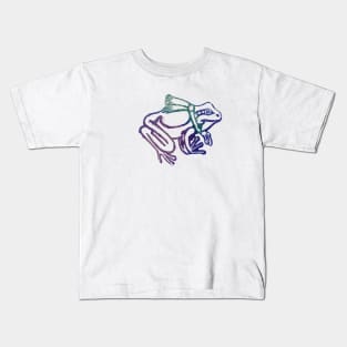 Blue Frog with Scarf :: Reptiles and Amphibians Kids T-Shirt